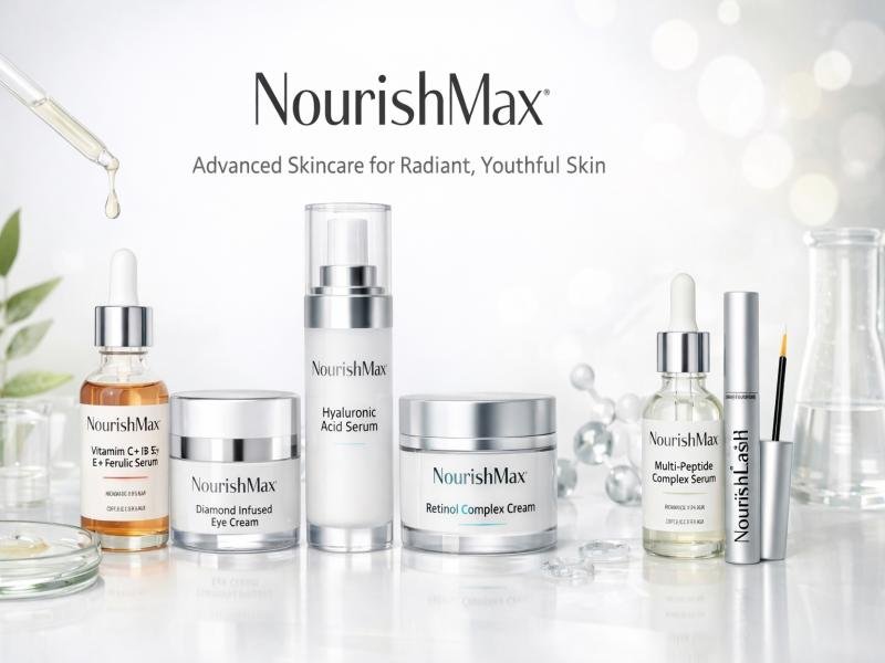 NourishMax Skincare Brand Review Vitamin C Serum Retinol Cream Peptide Eye Cream Collagen Masks Clean Beauty Anti Aging Skincare Products
